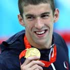 Michael Phelps with gold medal