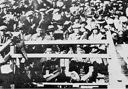 Ty Tyson broadcasting from Ferry Field, 1924