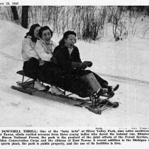 Downhill Thrill “Michigan gets fun aplenty sporting amidst ice and snow” by Willis Player, 1940