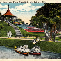 Cedar Mound and Floral Flag, Belle Isle, Detroit Box 4, Detroit, Postcard Collection