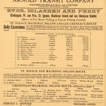 Arnold Transit Company, Steamer Schedule 1923- July Edition “Topical-Hist. Advertisements 1923-1930” folder, Box 7, Arnold Transit Co. Records