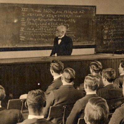 Albert Prescott teaching a Pharmacy class at U-M.