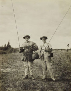 Fully kitted-out and ready to fish during a Mershon family trip to their Au Sable lodge, 1912. [Family and camping snapshots, 1907-1919, Box 47, Folder 19].