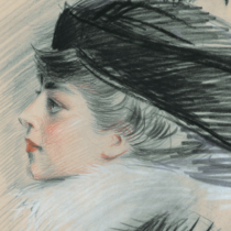 Pastel portrait drawing of Belle da Costa Greene