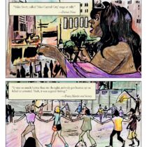 color drawing of events during Detroit's first pride event