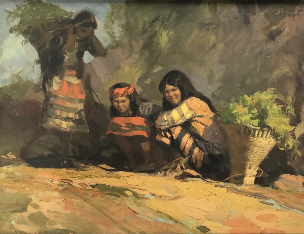 Oil painting of three indigenous Philippine women.