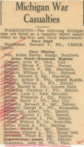 A list of Michigan War Casualties, including John Nakamura.