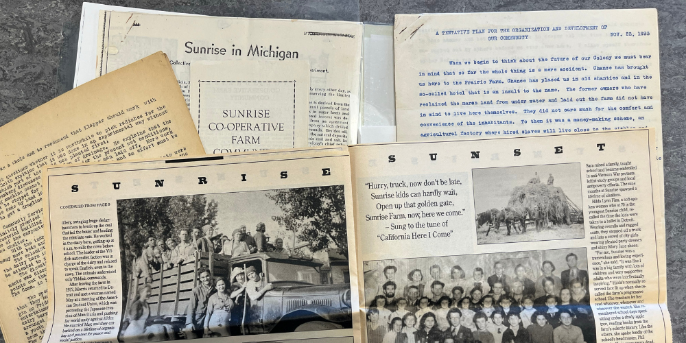 Papers relating to the Sunrise Farm Cooperative, from the Joseph A. Labadie Collection.