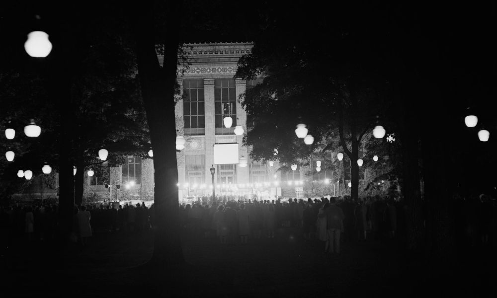 1946 Lantern Night celebration featuring lanterns on the Diag at the University of Michigan.
