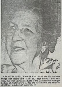 Bertha Whitman newsprint photo from an archived clipping of the Ann Arbor News, 1981.