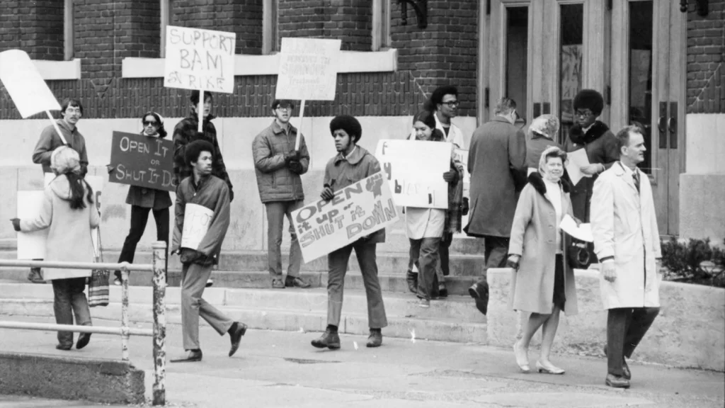African American U-M students pickieting in support of the Black Action Movement.