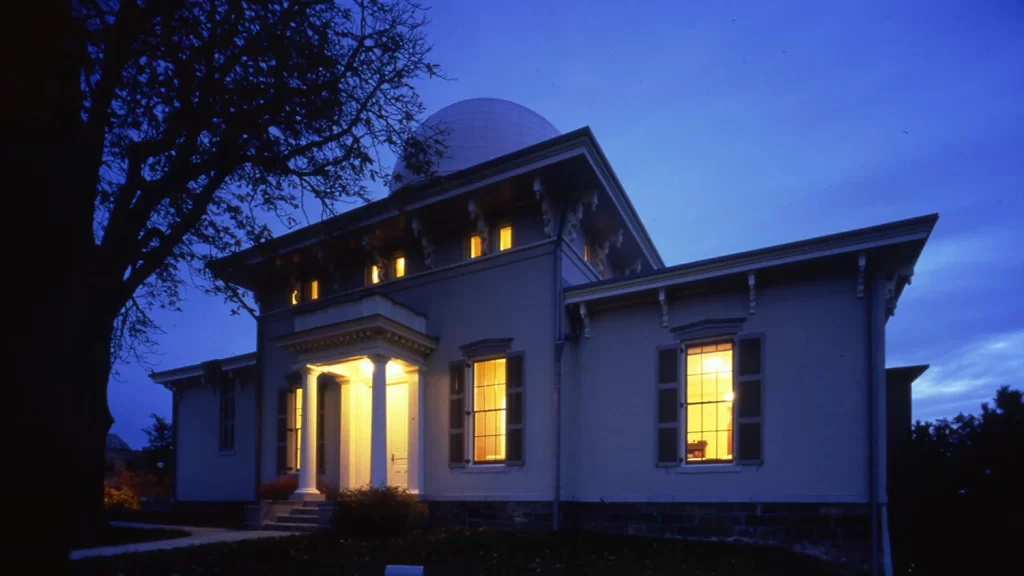 The Detroit Observatory at twilight.