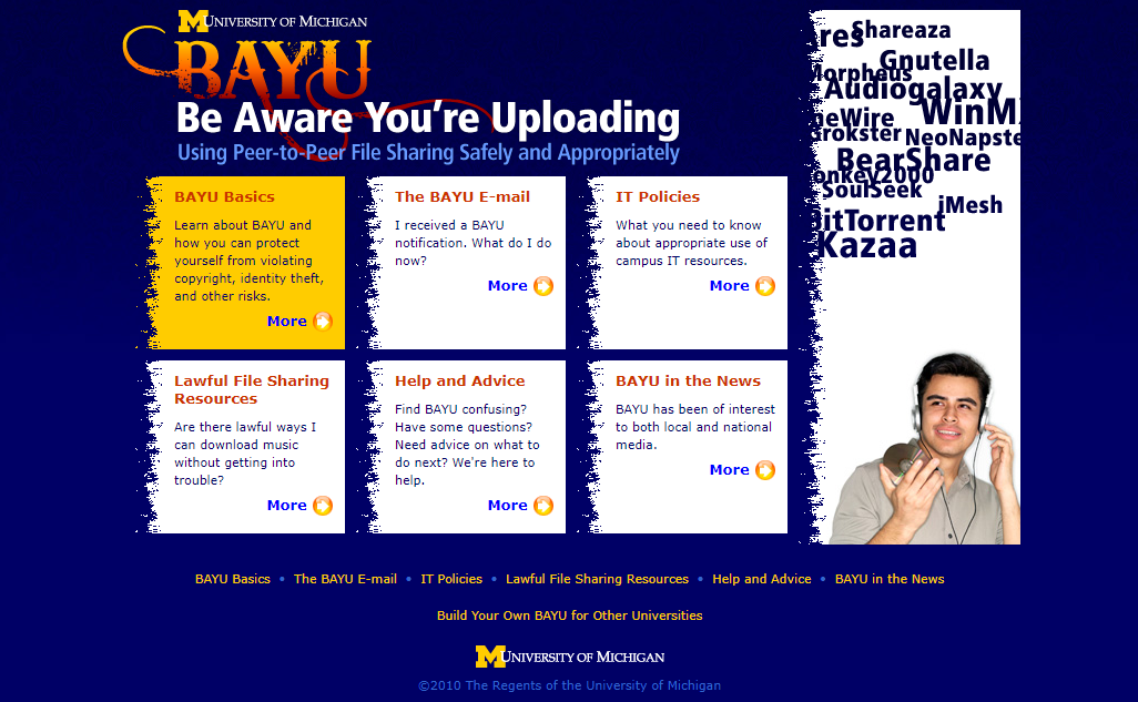 Archived U of M webpage titled "Be Aware You