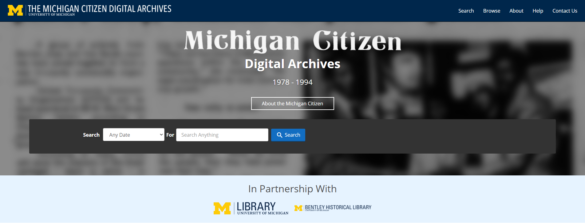 Michigan Citizen homepage.