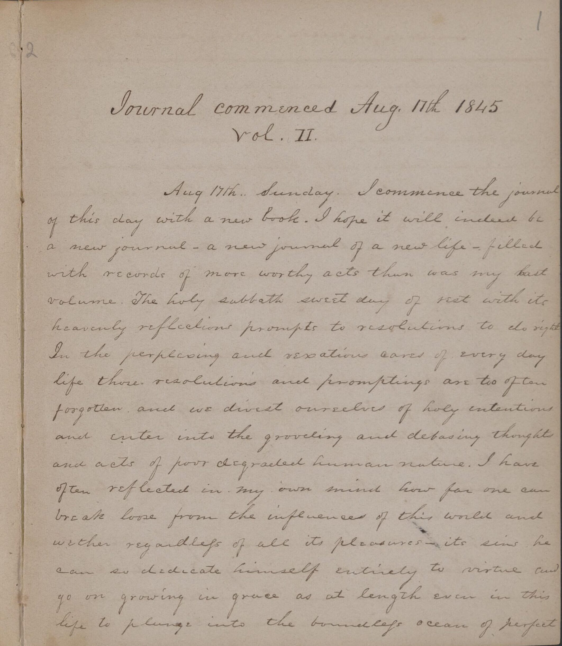 Photo of the manuscript journal entry by George W. Pray dated 17 August 1845.